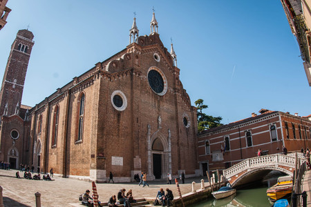 Venice, Italy - MARCH 23, 2011:  People  on canals of Venice, Italyのeditorial素材