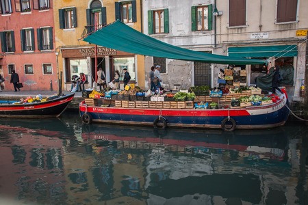 Venice, Italy - MARCH 23, 2011:  People  on canals of Venice, Italyのeditorial素材