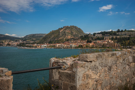Image of ruins of  fortress and seascape on Bourtzi island in Greeceの写真素材