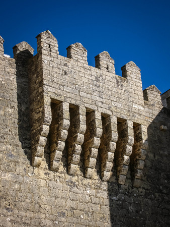 Image of ruined castle at Montealegro in province of Leon in Castilla y Leon in Spainの写真素材