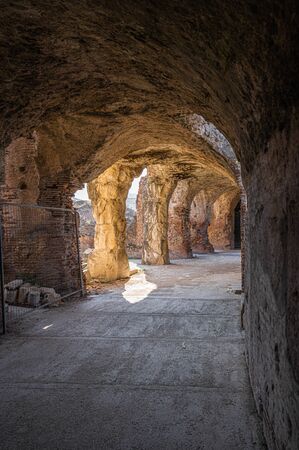 Image of underground ruins of an ancient amphitheater in Santa Maria Capua Vetere in Campania in...