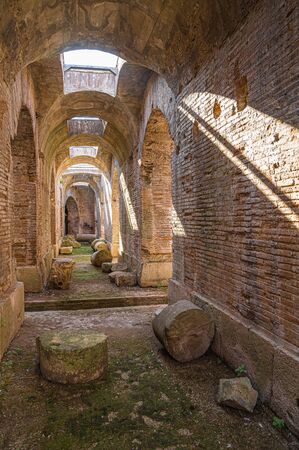 Image of underground ruins of an ancient amphitheater in Santa Maria Capua Vetere in Campania in Italyの写真素材