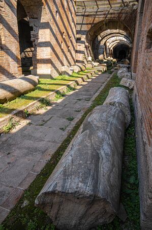 Image of underground ruins of an ancient amphitheater in Santa Maria Capua Vetere in Campania in Italyの写真素材