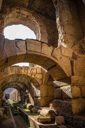 Image of underground ruins of an ancient amphitheater in Santa Maria Capua Vetere in Campania in Italyの写真素材