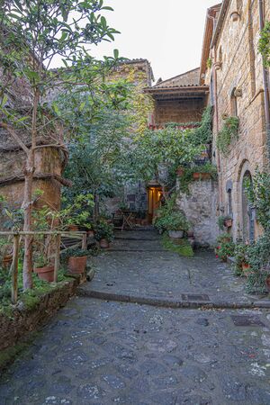 Cityscape  at medieval city of Civita di Bagnoregio in Lazio, Italyの写真素材