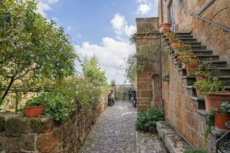 Cityscape  at medieval city of Civita di Bagnoregio in Lazio, Italyの写真素材