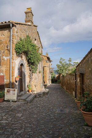 Cityscape  at medieval city of Civita di Bagnoregio in Lazio, Italyの写真素材
