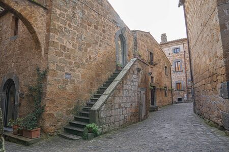 Cityscape  at medieval city of Civita di Bagnoregio in Lazio, Italyの写真素材