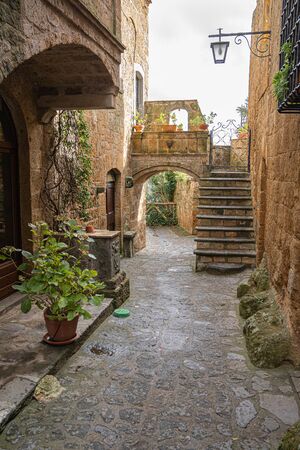 Cityscape  at medieval city of Civita di Bagnoregio in Lazio, Italyの写真素材