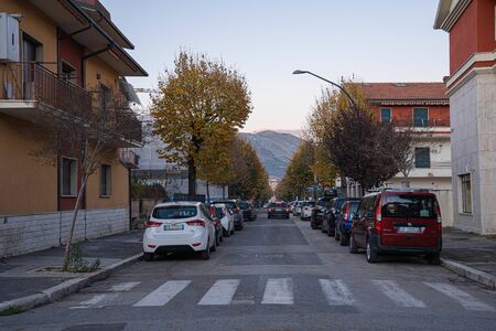 Avezzano, Italy - November 07, 2019, Cars on the street of Avezzano in Abruzzo in Italyのeditorial素材