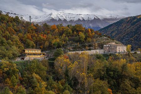 Image of colored autumn in the mountains of Abruzzo, Italyの写真素材