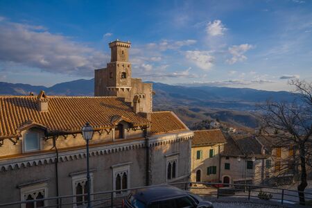 Streets of medieval castle at Collalto Sabino in Lazio in Italyの写真素材
