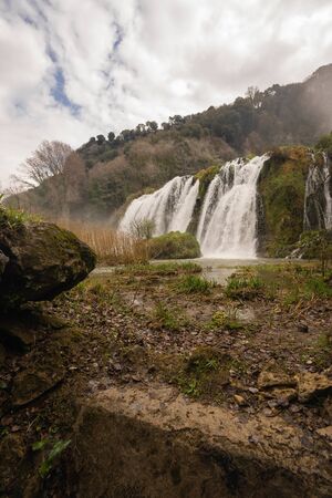 Image of Marble waterfall near Terni in Umbria, Italyの写真素材