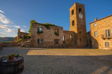 Image of Ghost town of Celleno at sunset in Lazio in Italy