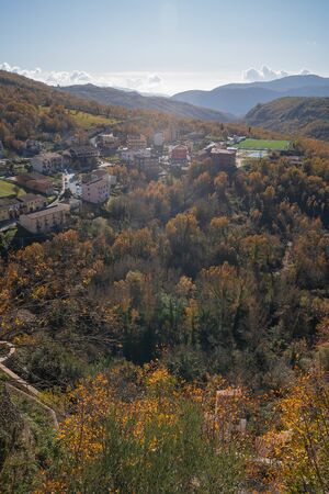 Cityscape in medieval town of Cerro al Volturno in Molise in Italy