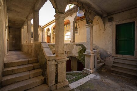Cityscape in medieval town of Cerro al Volturno in Molise in Italyの写真素材