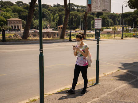 Rome, Italy - May 24, 2020, People in medical masks on the streets of Rome during the coronavirus epidemicのeditorial素材