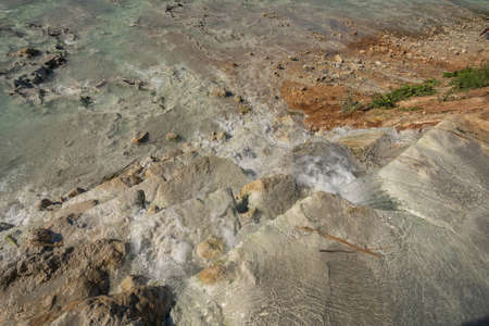 Natural spa water with hot springs at thermal baths in Saturnia in Tuscany in Italyの写真素材