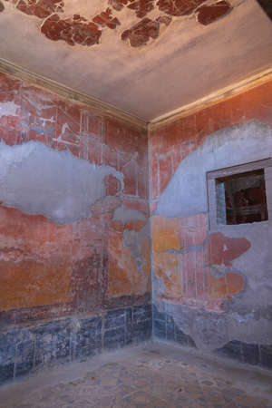 Image of antique Roman ruins of Herculaneum remaining after eruption of Vesuvius, Campania, Italyの写真素材