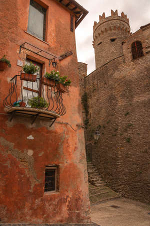 Cityscape in the medieval town of Nazzano in Lazio in Italyの写真素材