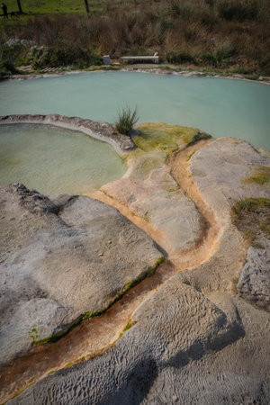 Pools with hot thermal water in Carletti in Italyの写真素材