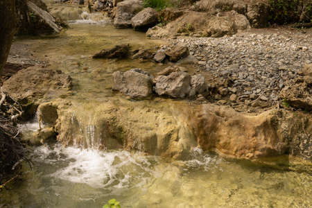 Free outdoor thermal pools in Bagni di San Filippo, Tuscany in Italy
