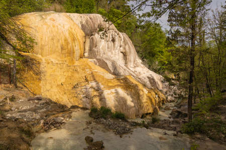 Free outdoor thermal pools in Bagni di San Filippo, Tuscany in Italy