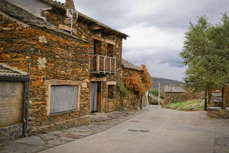 Urban autumn landscape in one of black cities of Spain Roblelacasaの写真素材