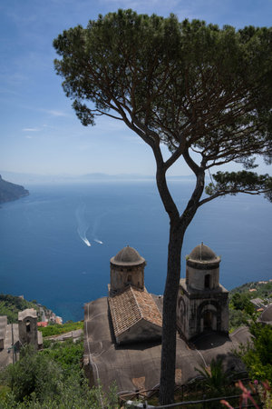 Scenic sea view in Ravelo on Amalfi Coast in Campania in Italyの写真素材
