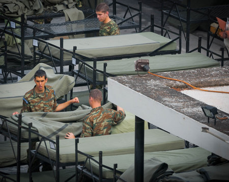 May 19, 2012, Summer camp of the National Guards near the Royal Gardens in Athens in Greeceのeditorial素材