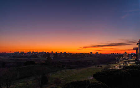 Sky with clouds at sunset in Rome in Italyの写真素材
