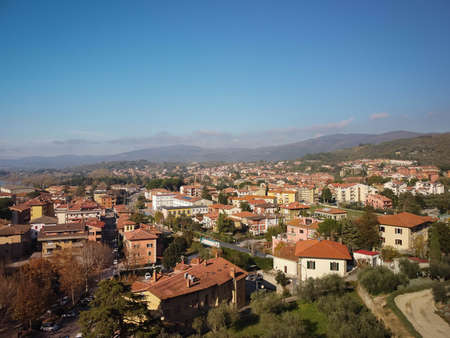 Beautiful aerial view of cityscape in Passignano town in Italy