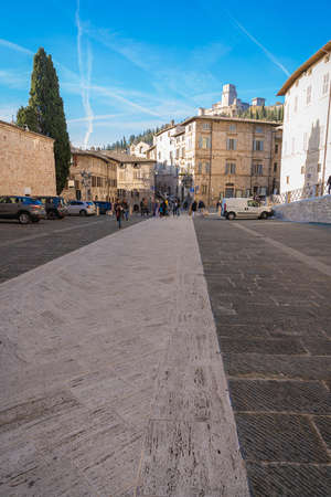Assisi, Italy - November 20, 2021, People on the streets of Assisi in Perugia, Italyのeditorial素材