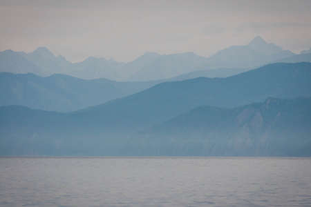 Picturesque landscape on Lake Baikal in the Irkutsk region in Russiaの写真素材