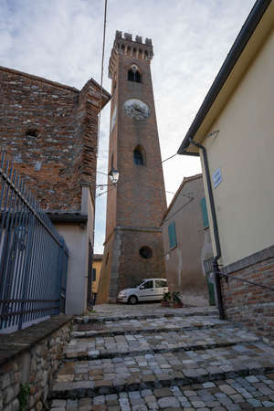 Santarcangelo di Romagna, Italy - November 28, 2021, Cityscape on the streets of Borgo Santarcangelo di Romagna in Emilia Romagna in Italyのeditorial素材
