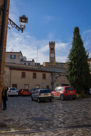 Santarcangelo di Romagna, Italy - November 28, 2021, Cityscape on the streets of Borgo Santarcangelo di Romagna in Emilia Romagna in Italyのeditorial素材