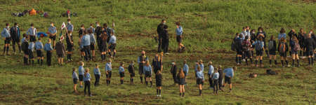 Rome, Italy -October 17, 2020, Young people wearing medical masks at a training camp in the fields of Rome during self-isolation, Italyのeditorial素材