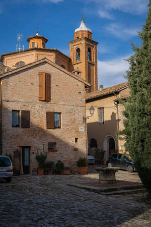 Santarcangelo di Romagna, Italy - November 28, 2021, Cityscape on the streets of Borgo Santarcangelo di Romagna in Emilia Romagna in Italyのeditorial素材