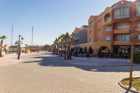 Hurghada, Egypt - December 6, 2018: View on Harbor and New Marina boulevard in Hurghadaのeditorial素材