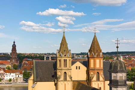 Towers and Main Building of Parish Church St. Burkard Wuerzburg Germany
