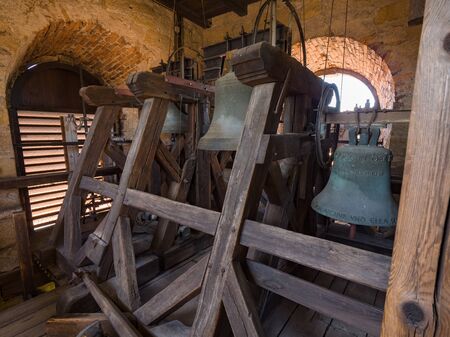 Erlangen, Germany, August 18, 2019: Interior view of the bell tower inside of the Church of Huguenots Erlangen, Bavaria Germanyのeditorial素材