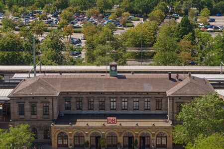 Erlangen, Germany, August 18, 2019: Aerial View of the Train Station in Erlangen Germanyのeditorial素材