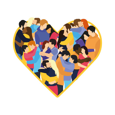 feeling in love couples hugging in heart, hugs and love, man and womanのイラスト素材