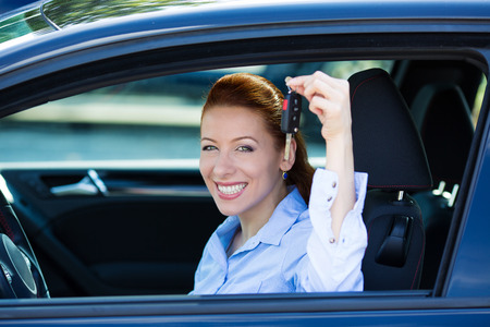 Closeup portrait happy, smiling, young, attractive womanの写真素材