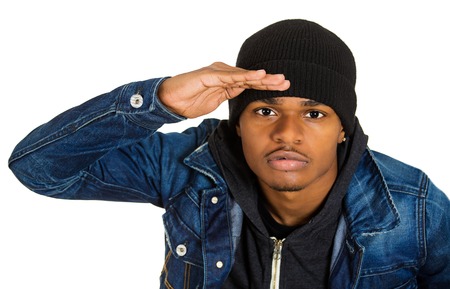 Closeup portrait, headshot trendy handsome young man, student isolated white background. の写真素材