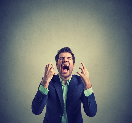 portrait of young angry manの写真素材