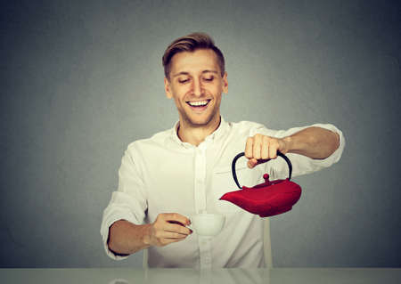 Man drinking teaの写真素材