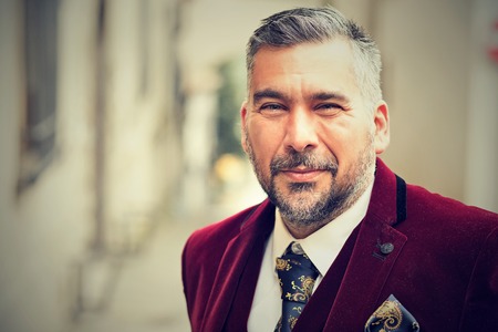 Closeup portrait of confident middle aged manの写真素材