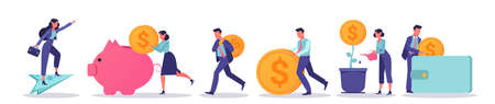 Vector of financially successful people earning money. Business and finance conceptのイラスト素材