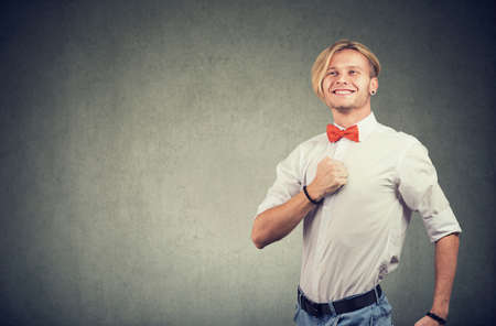 Portrait of a confident, brave motivated young manの写真素材